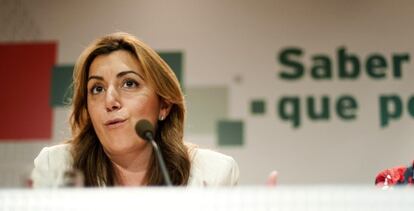 Susana D&iacute;az, este s&aacute;bado, en un acto del PSOE en Torremolinos (M&aacute;laga).