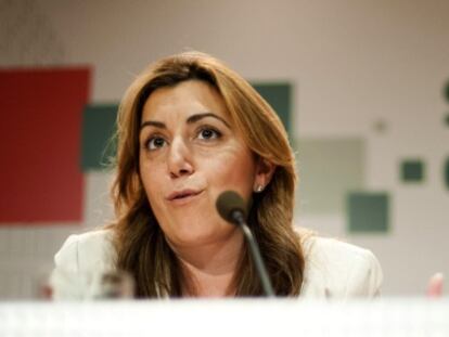 Susana D&iacute;az, este s&aacute;bado, en un acto del PSOE en Torremolinos (M&aacute;laga).