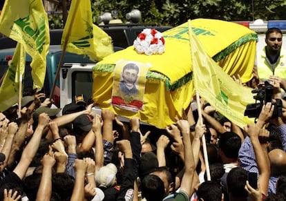 Funeral en Sid&oacute;n de un miliciano de Hezbol&aacute; muerto en Siria.