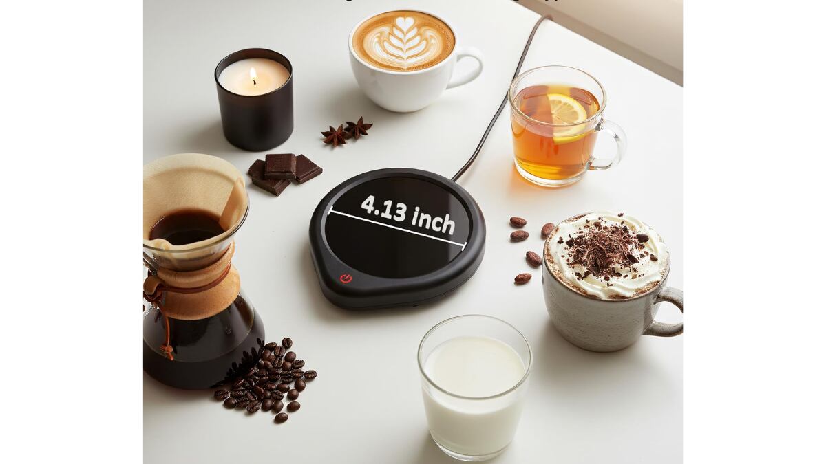 La superficie donde se coloca la taza tiene un diámetro de 10,40 centímetros.