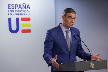 Pedro Sánchez, tras la cumbre de este jueves en Bruselas.