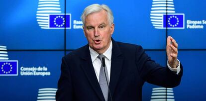 Michel Barnier during a press conference.