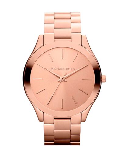 En la sencillez está clave del éxito de esta pieza en tono oro rosa. Michael Kors. (141 euros).