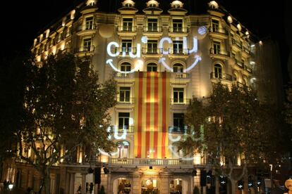 Fachada del hotel Majestic, feudo de la noche electoral de CiU