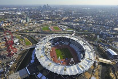 Vista aérea del estadio olímpico de Londres.