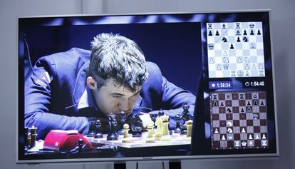 Carlsen, en un momento de la partida.