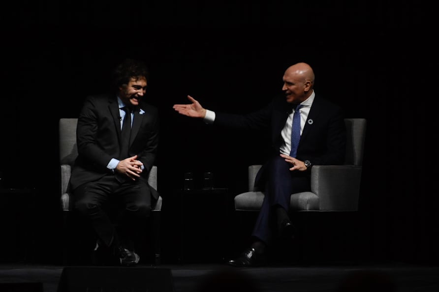 Javier Milei y José Luis Espert,  en Buenos Aires el 22 de mayo de 2024.