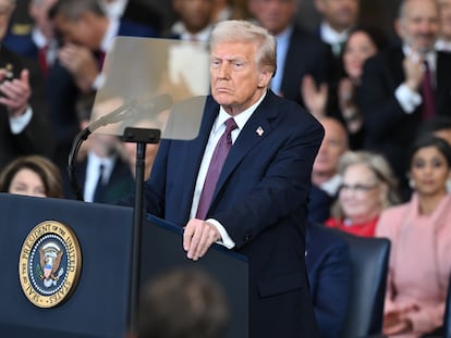 Donald Trump este lunes durante su acto de investidura en el Capitolio.
