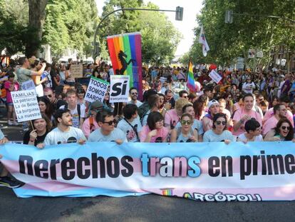 Manifestación por los derechos de los transexuales el día del Orgullo Gay de 2018