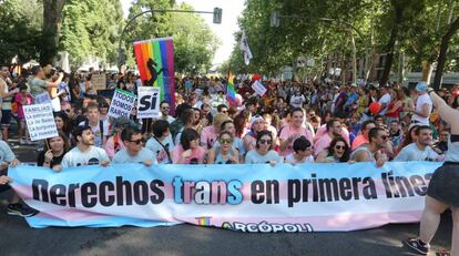 Manifestación por los derechos de los transexuales el día del Orgullo Gay de 2018