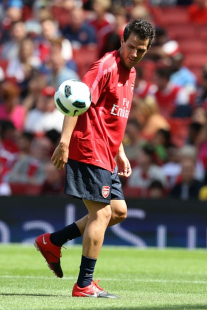 Cesc Fábregas durante un entrenamiento con el Arsenal.