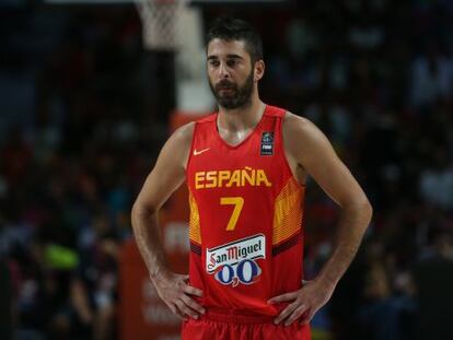 Juan Carlos Navarro, després de caure contra França al Mundial de 2014.