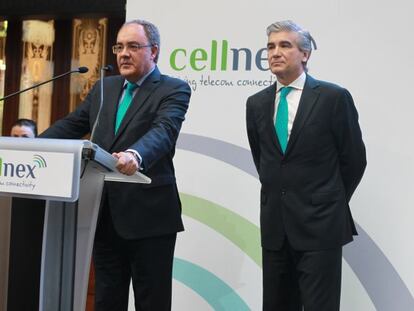 Tobías Martínez y Francisco Reynés consejero delegado y presidente de Cellnex.