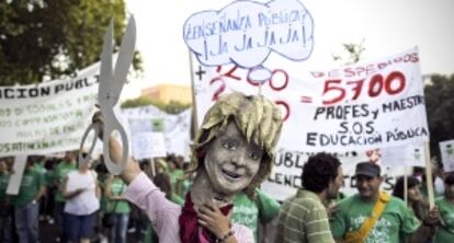 Una manifestaci&oacute;n contra los recortes en educaci&oacute;n en Madrid el pasado octubre. 