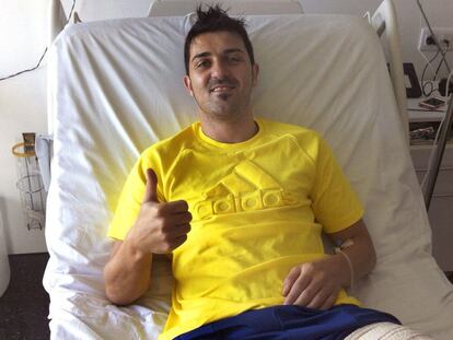 Villa, antes de ser operado de la tibia en Barcelona.