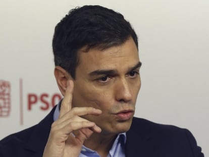 El secretario general del PSOE, Pedro S&aacute;nchez, durante una de sus recientes comparecencias.