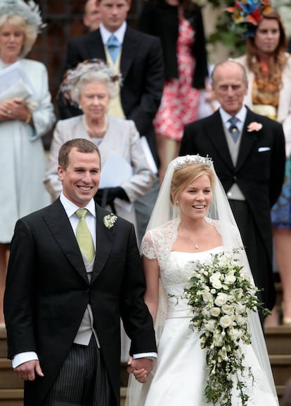 Peter Phillips y Autumn Kelly, el 17 de mayo de 2008 en su boda.
