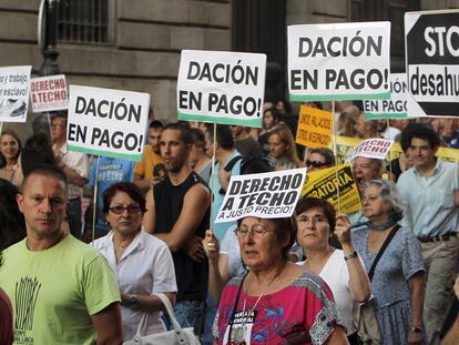 Manifestación en Madrid el pasado 25 de septiembre para reclamar la dación en pago retroactiva.