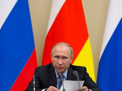 Russian President Vladimir Putin, during a press conference in Moscow on November 14.