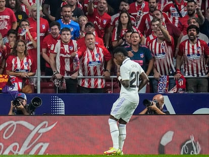 Vinicius celebra el gol del 0-2 al Atlético.