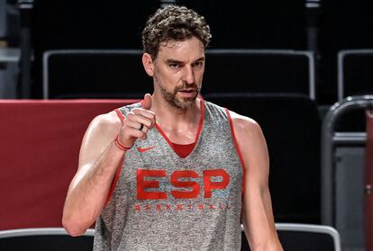 Pau Gasol durante el entrenamiento de este jueves de la selección española de baloncesto en Saitama