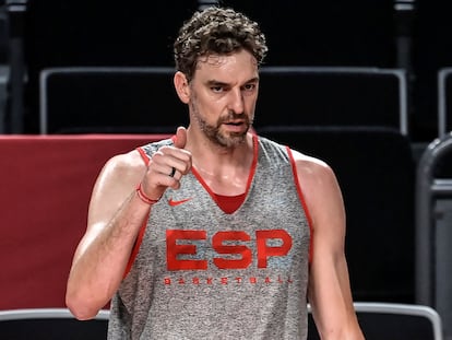 Pau Gasol durante el entrenamiento de este jueves de la selección española de baloncesto en Saitama