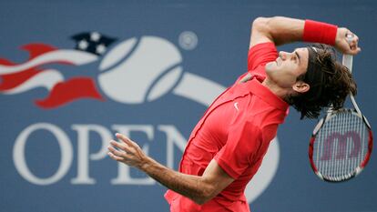 Federer, durante la semifinal del US Open de 2008 contra Djokovic.