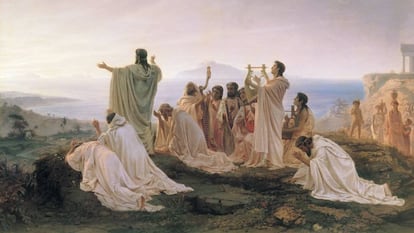 'Pitagóricos celebrando la salida del sol', óleo de Feodor Bronnikov