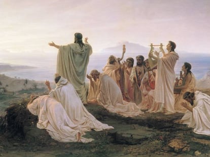 'Pitagóricos celebrando la salida del sol', óleo de Feodor Bronnikov