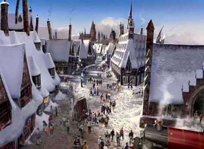 Una recreación del futuro parque de Harry Potter.