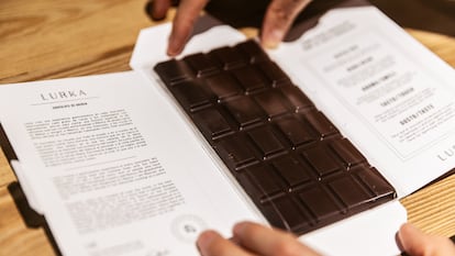Tableta de chocolate de Lurka, en San Sebastián. Imagen proporcionada por el obrador.