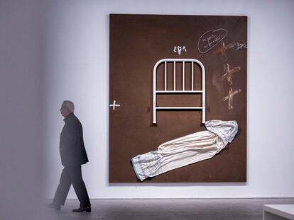 Presentación de la gran exposición dedicada a Antoni Tàpies en el Museo Nacional Centro de Arte Reina Sofía de Madrid, en febrero de 2024.
