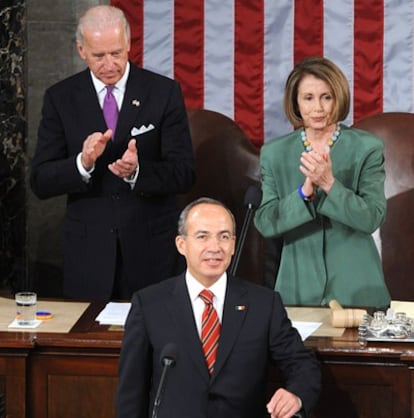 El presidente de México, Felipe Calderón, en el Congreso de EE UU.
