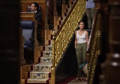 La ministra de Igualdad, Irene Montero, en la segunda jornada del debate sobre el estado de la nación.