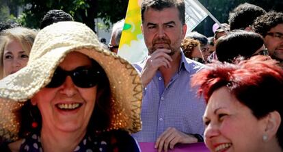 Antonio Maíllo, en la manifestación por el Día de la Mujer en Sevilla.