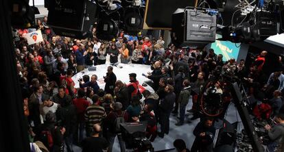 El plató del estudio en el que se han hecho la retransmisión en directo antes de la desconexión.