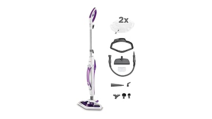 aspiradores con vapor sobre fondo blanco.