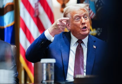El presidente estadounidense, Donald Trump, durante la reunión con su gabinete en la Casa Blanca este martes.