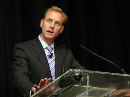 Patrick Shanahan durante una conferencia en 2009 sobre Boeing.