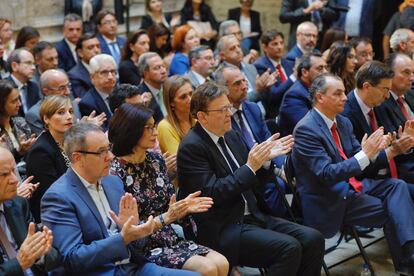 El presidente de la Generalitat durante el acto en el Palau.