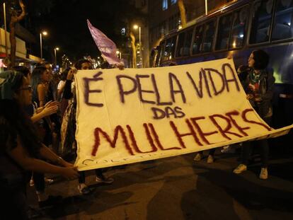 Manifestação no Rio de Janeiro pelo direito ao aborto, em agosto de 2018.