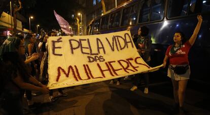 Manifestação no Rio de Janeiro pelo direito ao aborto, em agosto de 2018.