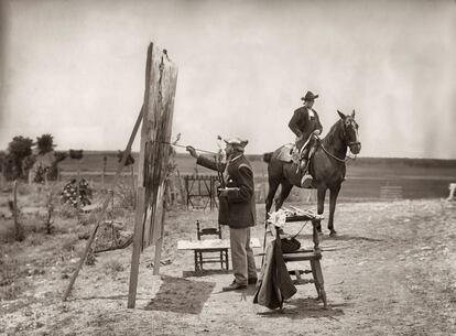Sorolla pintando Charro a caballo en los campos de Salamanca en 1912.