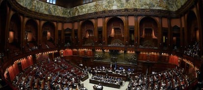 La C&aacute;mara de Diputados italiana, durante el debate de la moci&oacute;n de confianza.