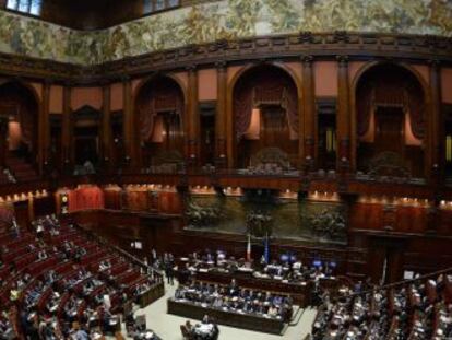 La C&aacute;mara de Diputados italiana, durante el debate de la moci&oacute;n de confianza.
