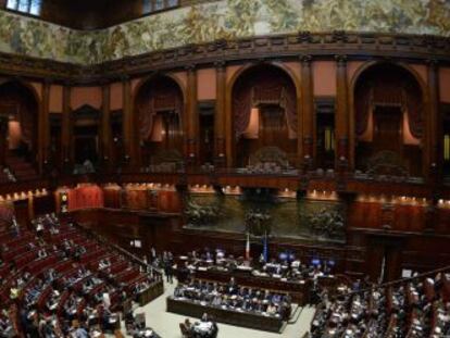 La Cámara de Diputados italiana, durante el debate de la moción de confianza.