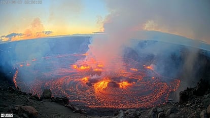 An eruption takes place on the summit of the Kilauea volcano in Hawaii