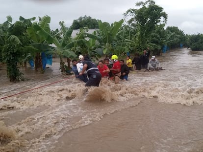 Evacuación de la comunidad La Providencia en Tabasco el 6 de novimebre 2023.