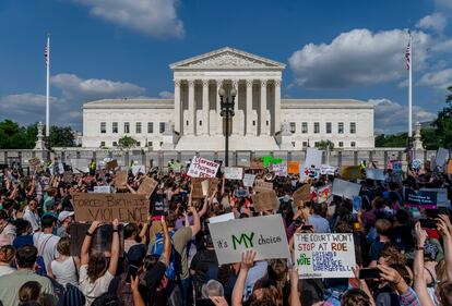 Manifestación en defensa del derecho al aborto frente al Supremo de EE UU, en Washington, el pasado 24 de junio.