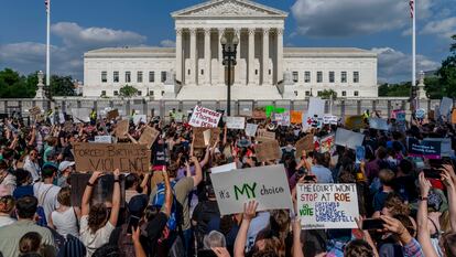 Manifestación en defensa del derecho al aborto frente al Supremo de EE UU, en Washington, el pasado 24 de junio.